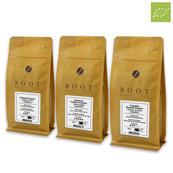 Organic Success - Boat organic package - 3 piece 250 gr Espresso